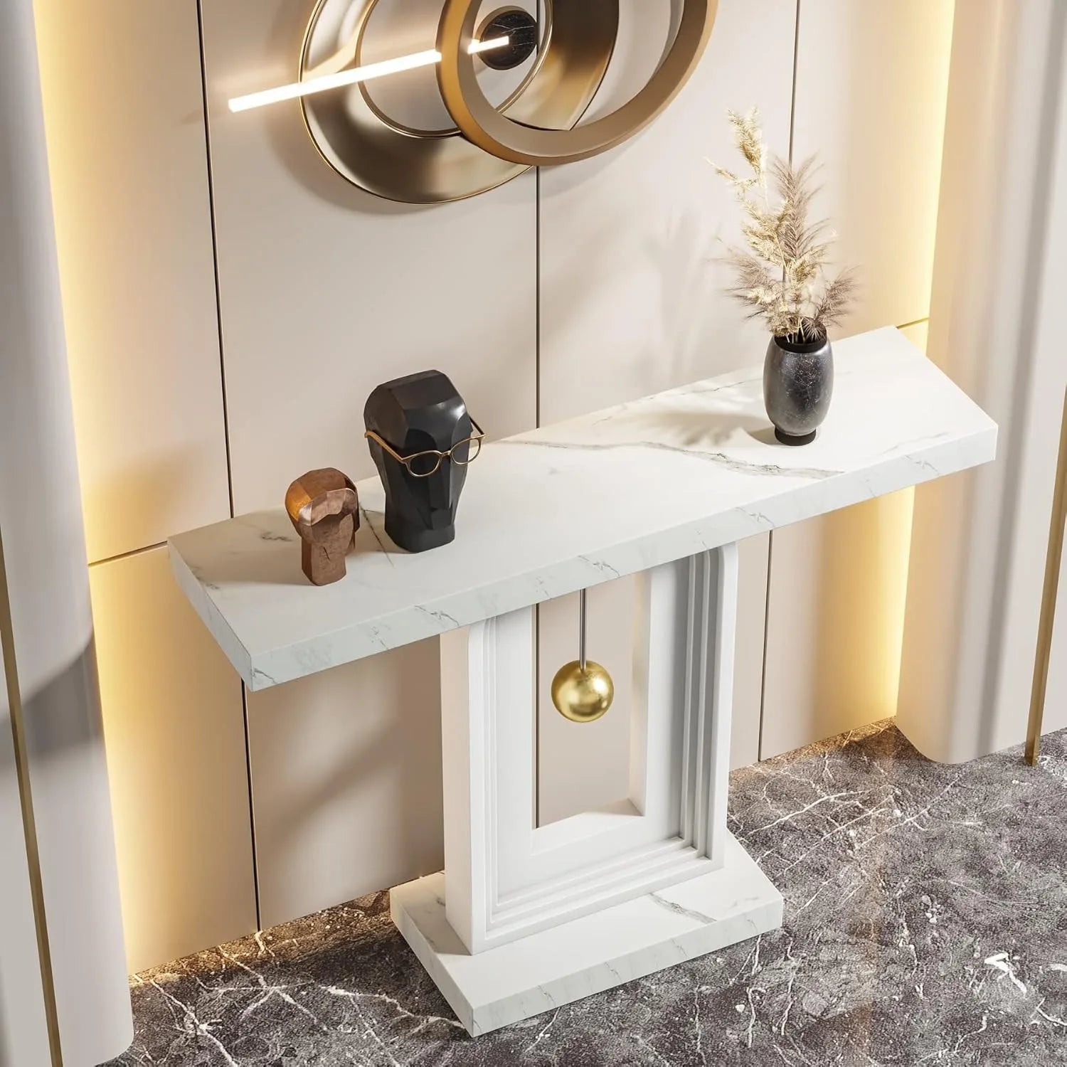 Solenne Faux Marble Console Table