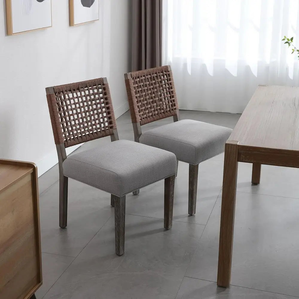 Arden Woven Back Upholstered Dining Chairs – Set of 4