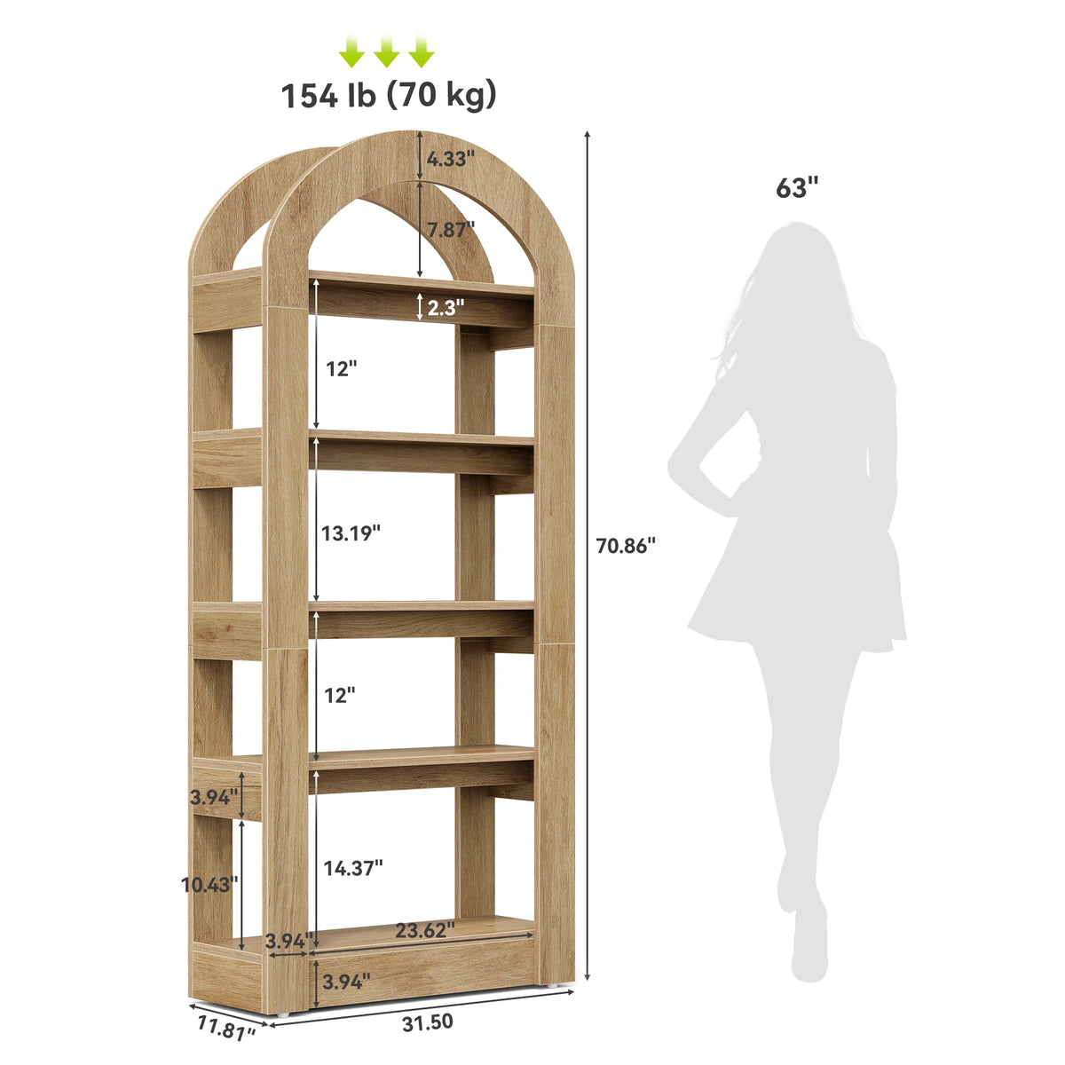 Gleamarc 5-Tier Bookcase