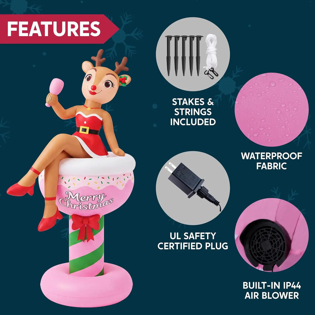 Fizzbelle inflatable fabric, built-in blower, adapter and anchoring accessories.