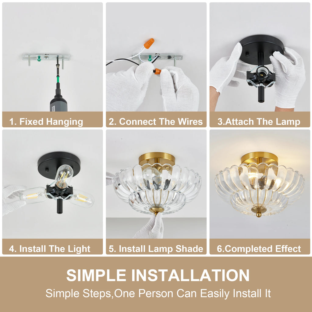 Westleigh Clear Glass Ceiling Light, Gold