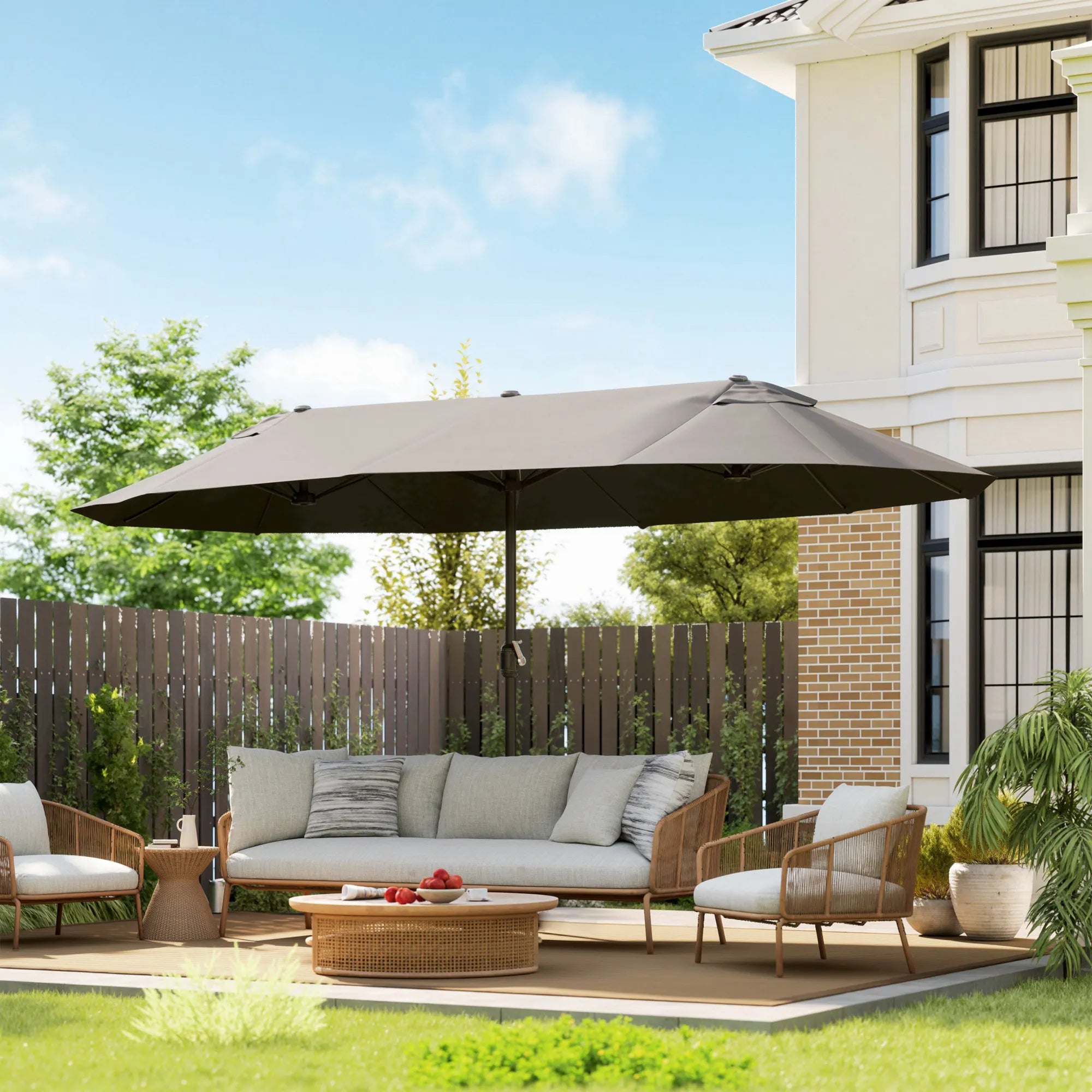 Maris 15' Double-Sided Patio Umbrella – Gray