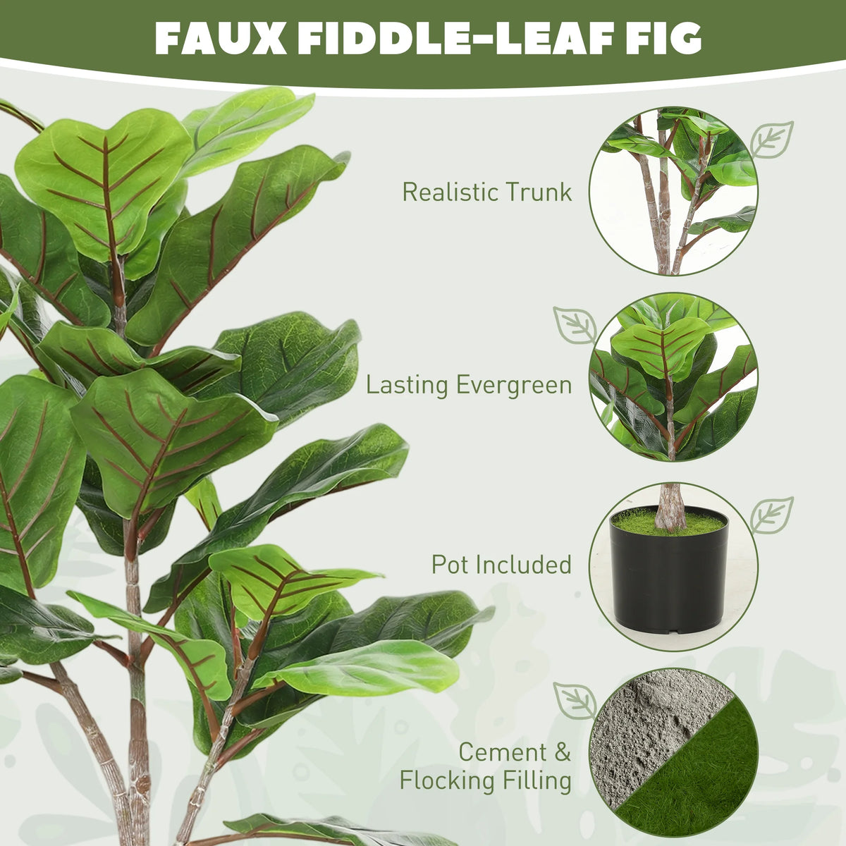 Leaflet Artificial Fiddle Leaf Fig Tree