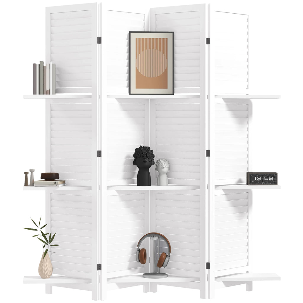 Sleekfold Room Divider with Shelves – White