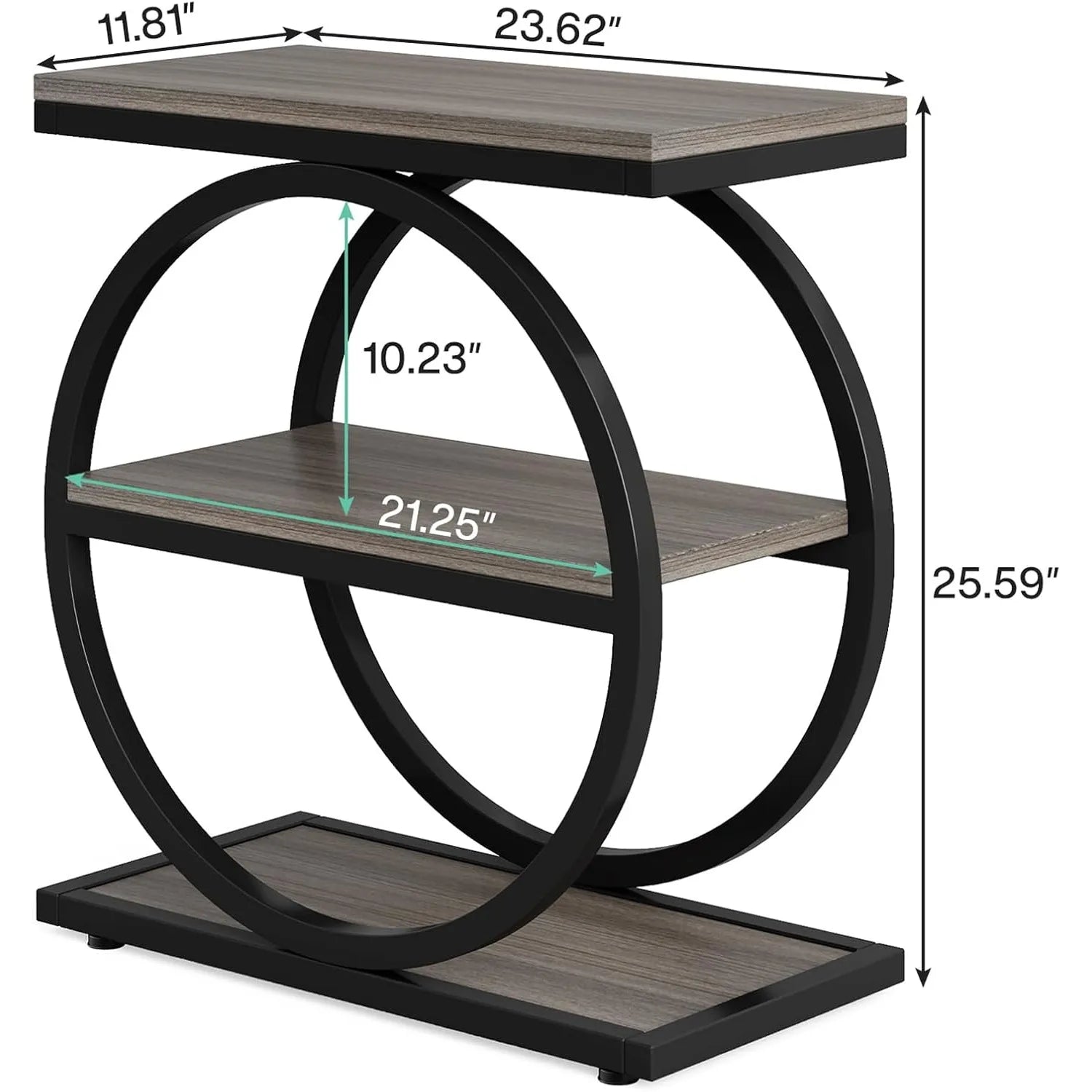 Alden Round Frame End Table with Storage Shelf