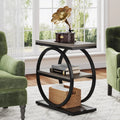 Alden Round Frame End Table with Storage Shelf