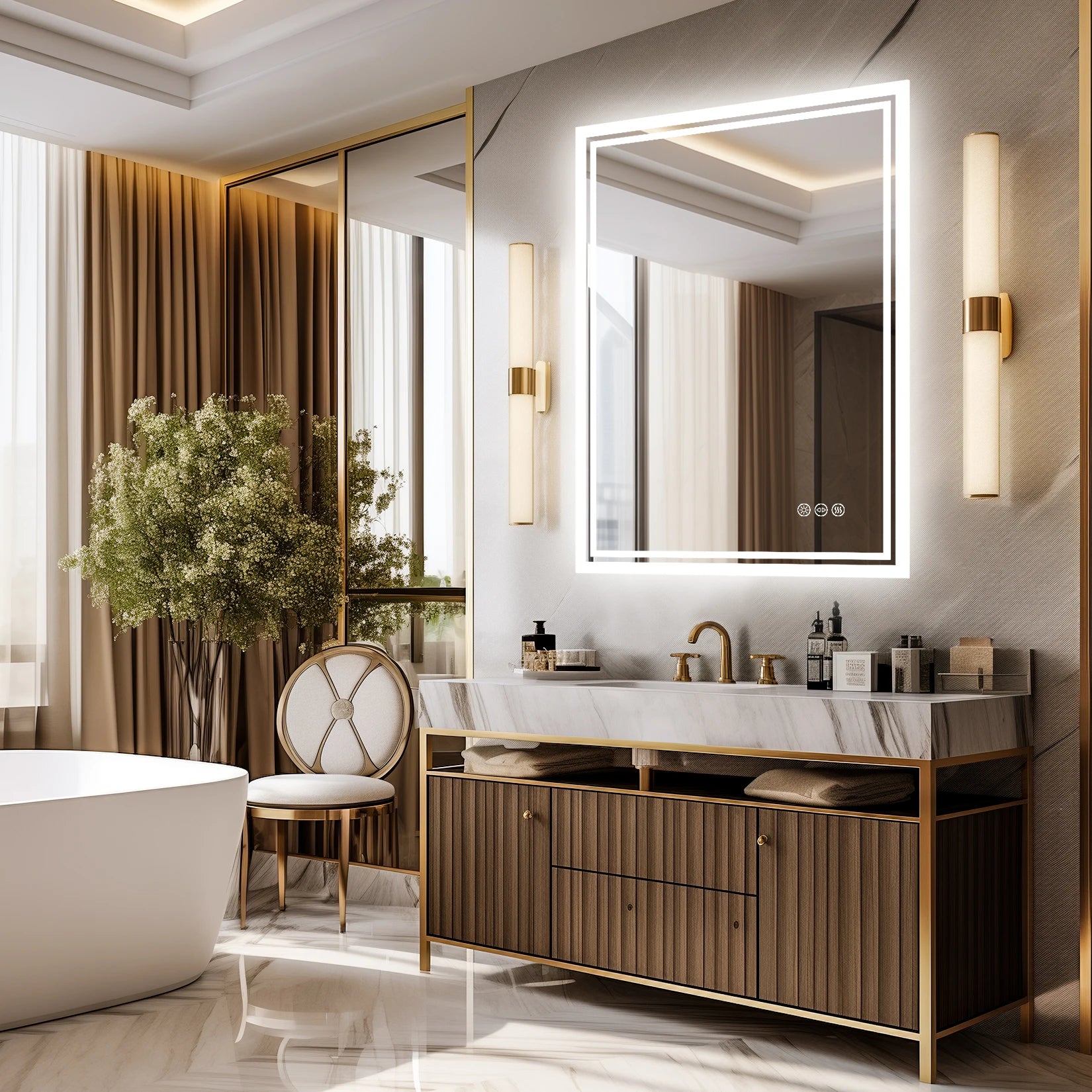Aurora LED Rectangle Bathroom Mirror
