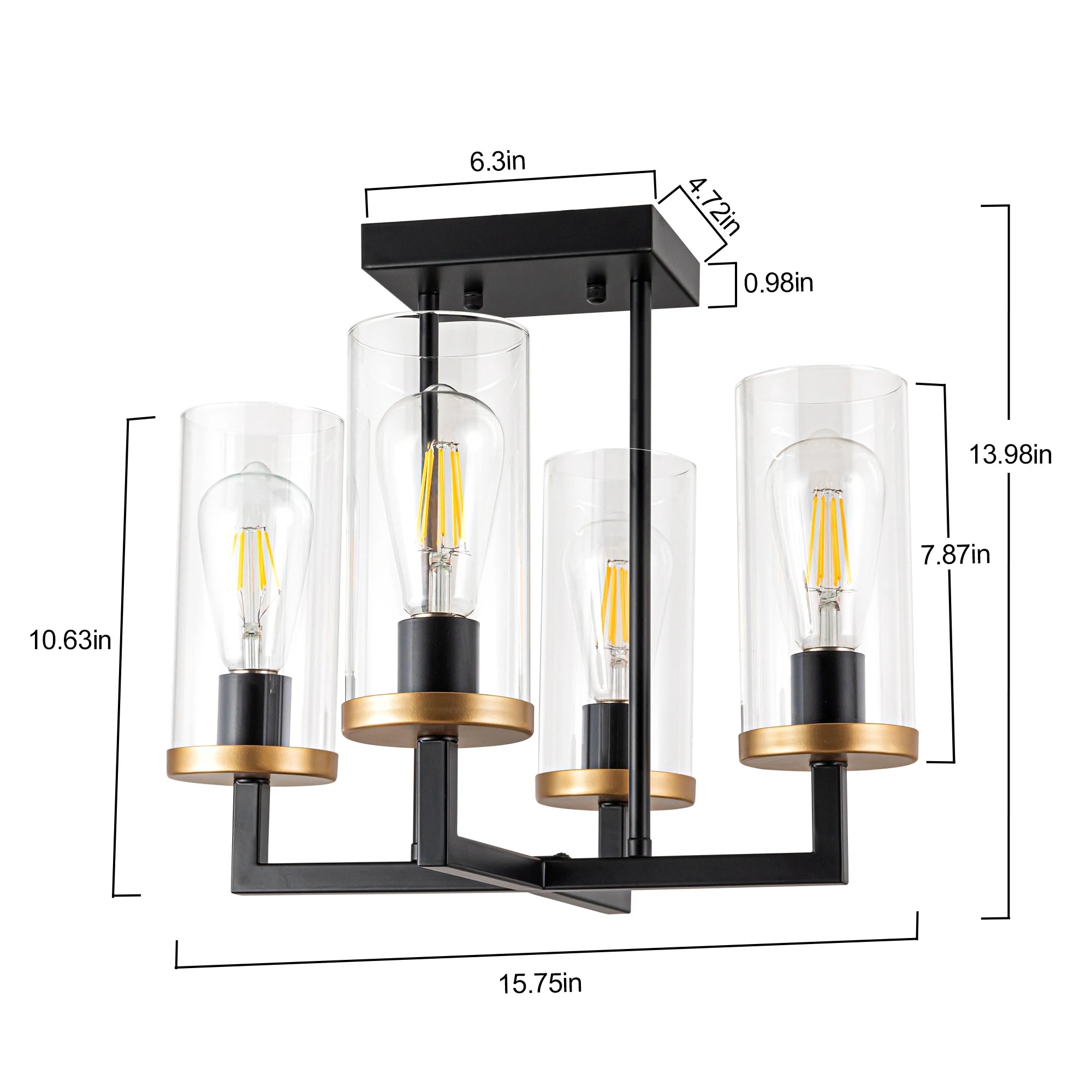 Avelin 4-Light Black Foyer Pendant