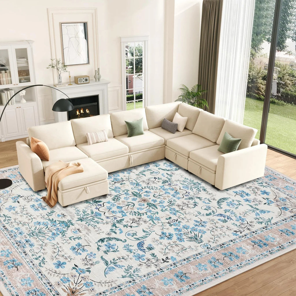 Vireya Washable Floral Area Rug
