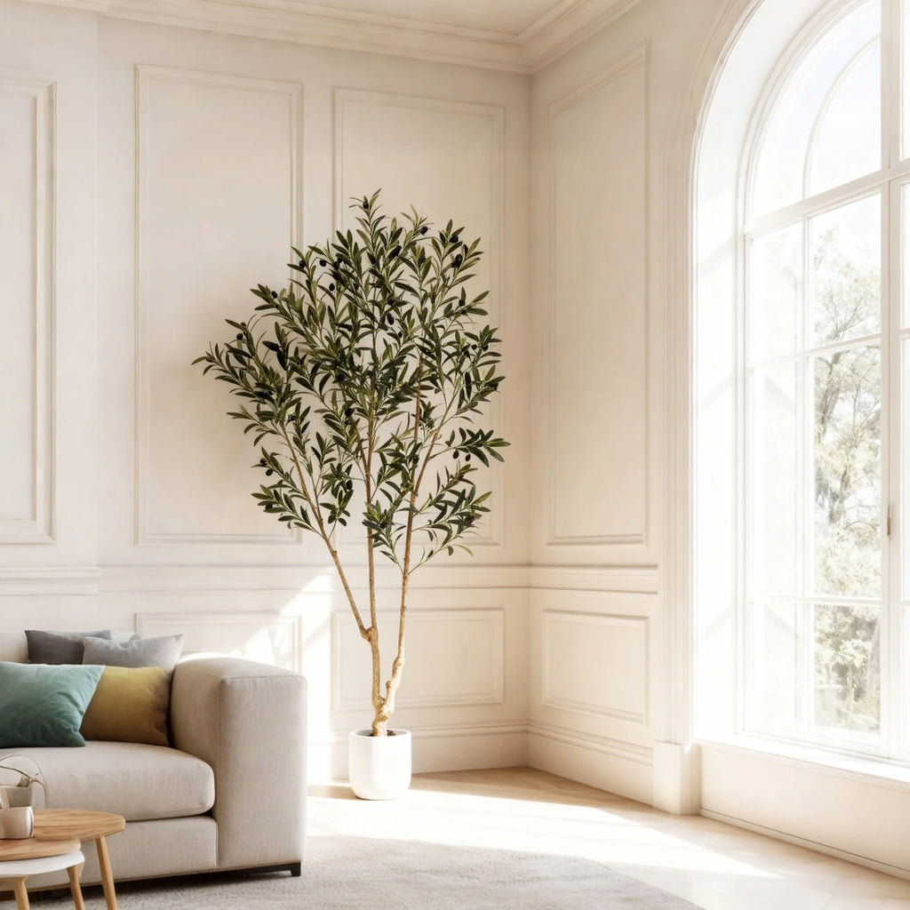 Pearlecho 6-Foot Artificial Olive Tree with Basket