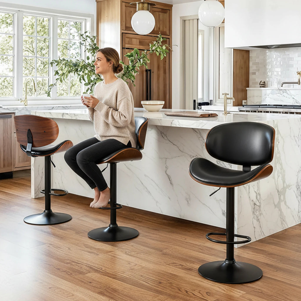 Corbin Bentwood Adjustable Swivel Bar Stools, Set of 2