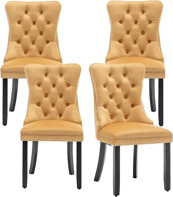 Monroe Velvet Dining Chairs with Button Back, Set of 4