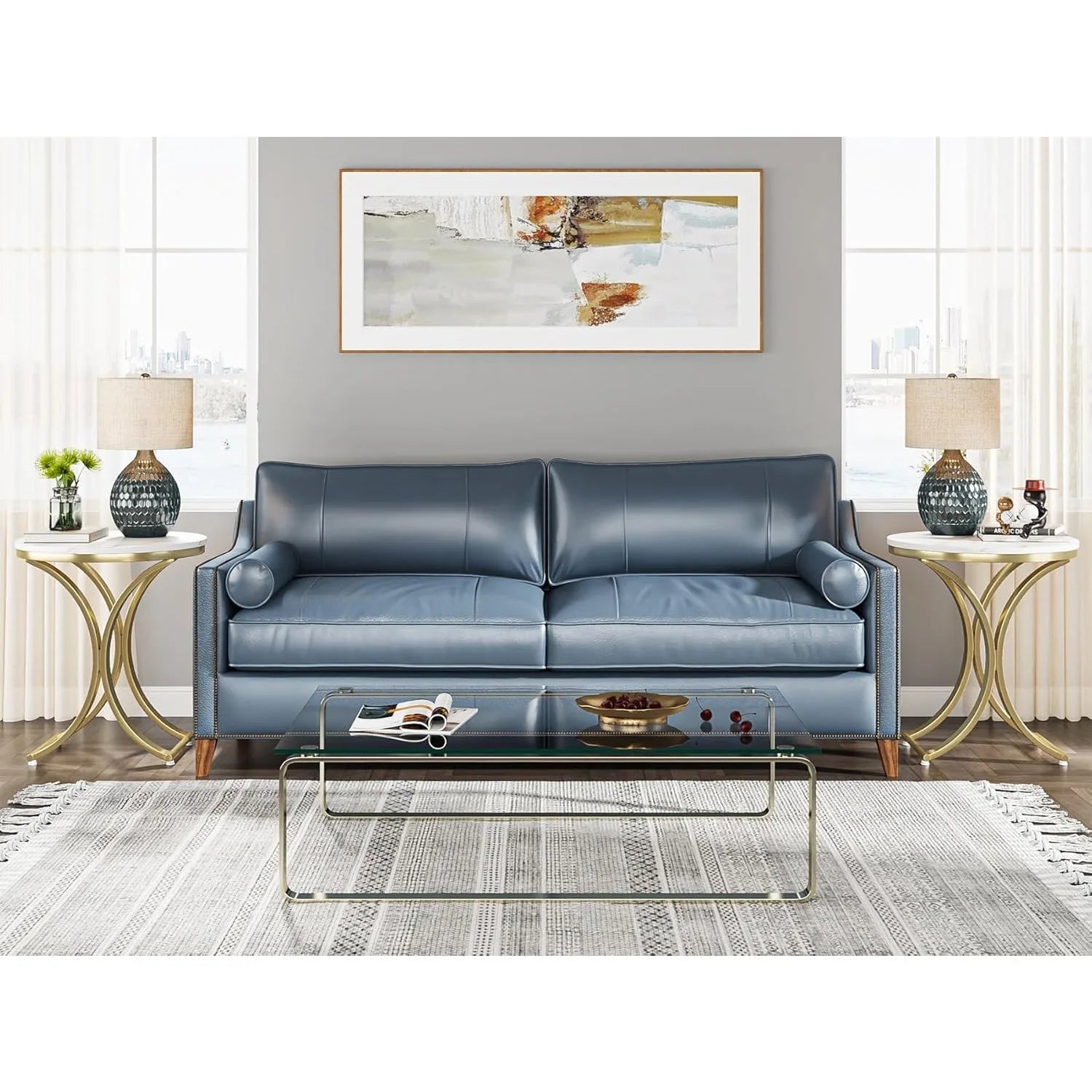 Sculpted Faux Marble End Table