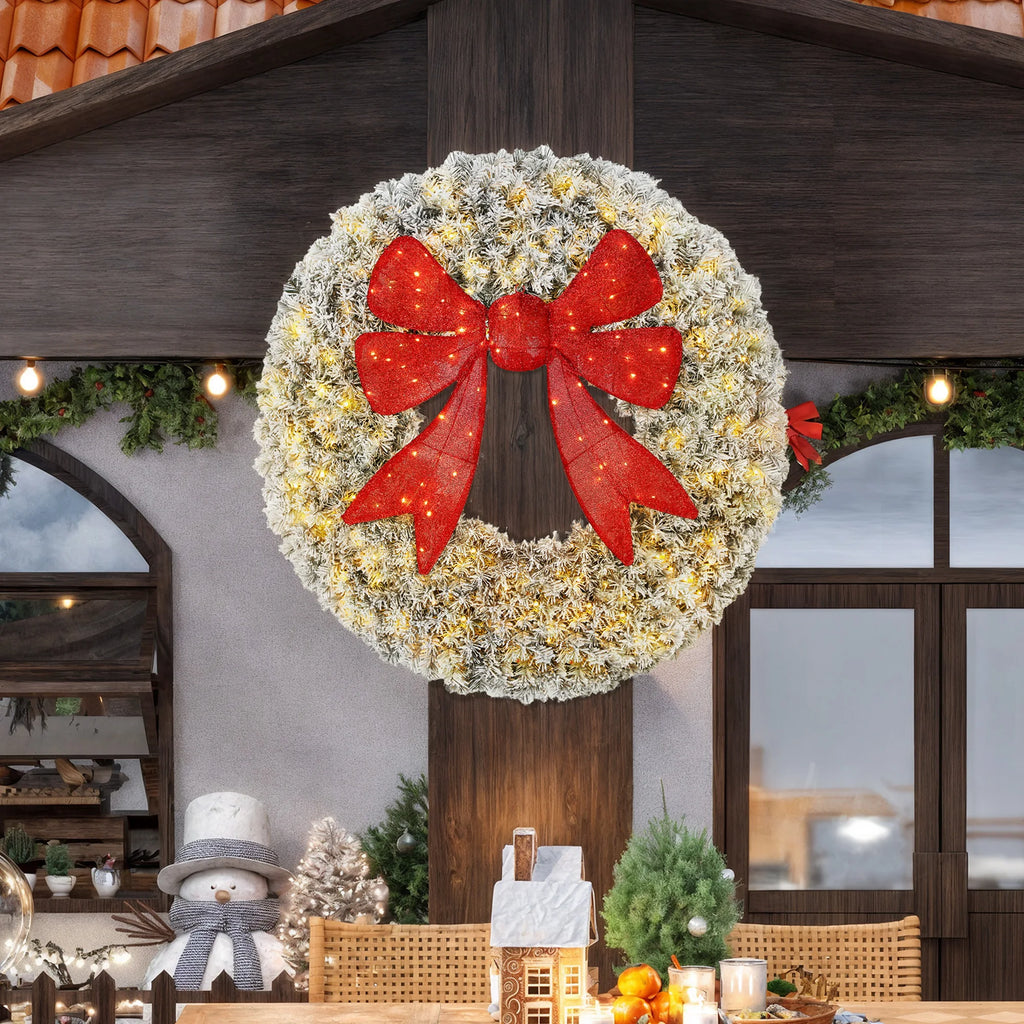 Frostbow Christmas wreath displayed as oversized holiday decor