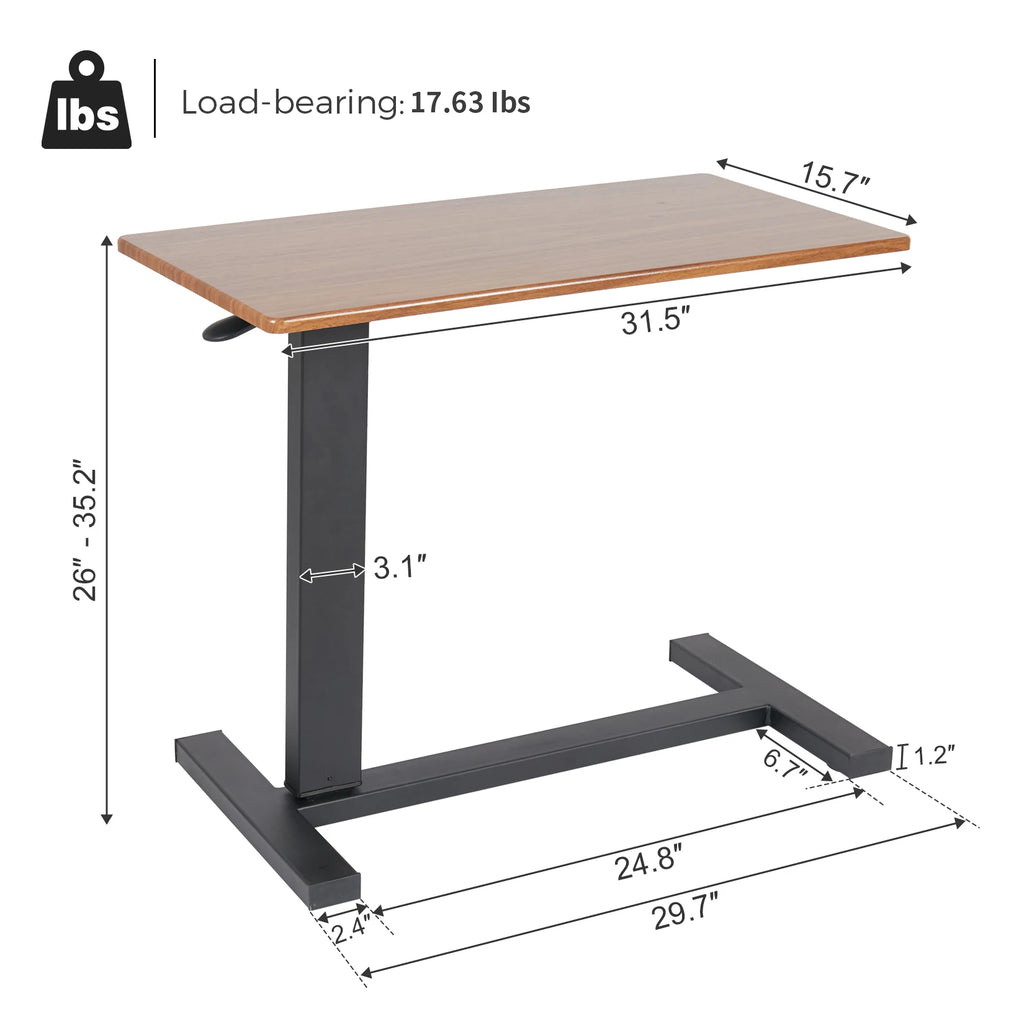 Table dimensions: 31.5-by-15.7-inch top, 26-to-35.2-inch height and 29.7-inch base width