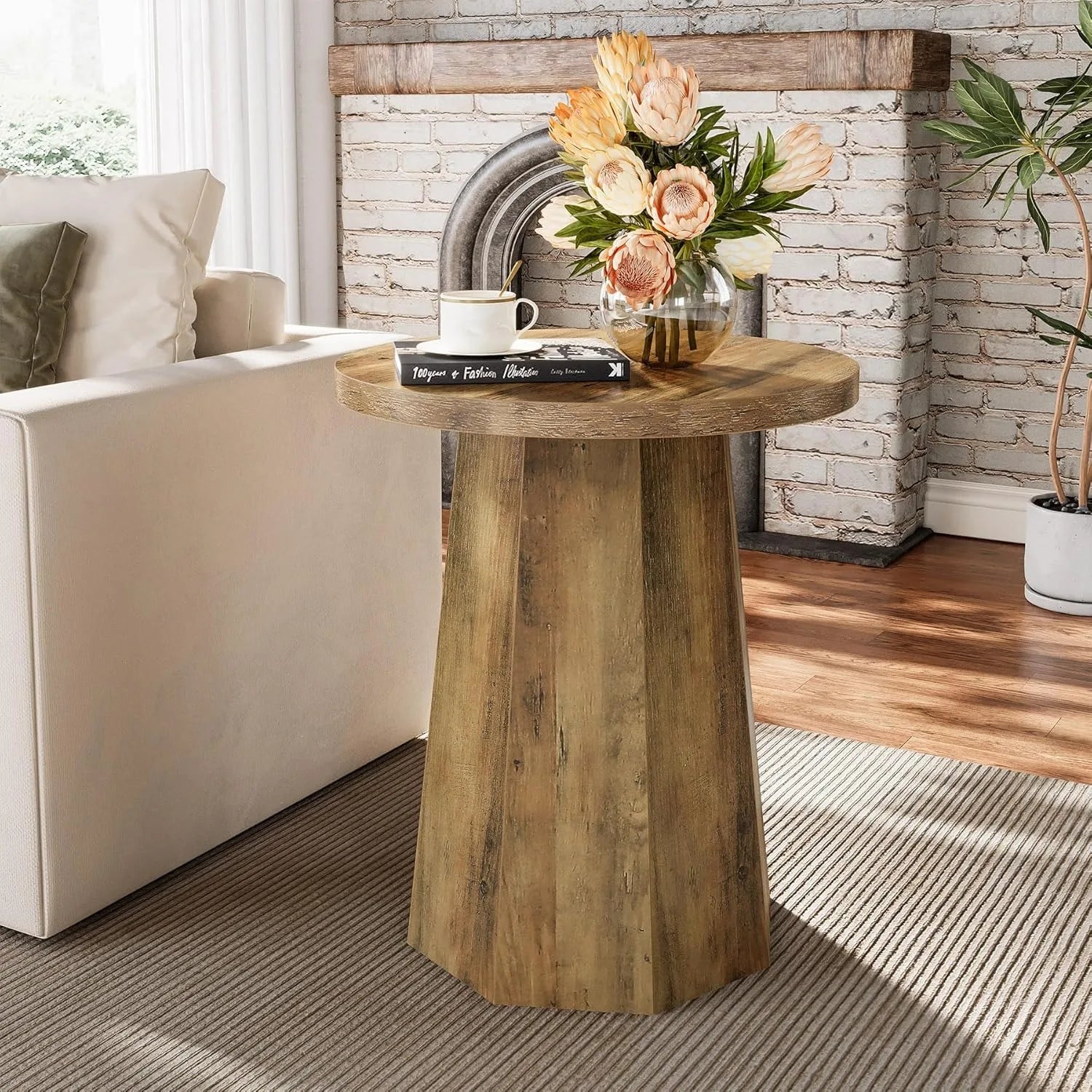 Round Farmhouse End Table