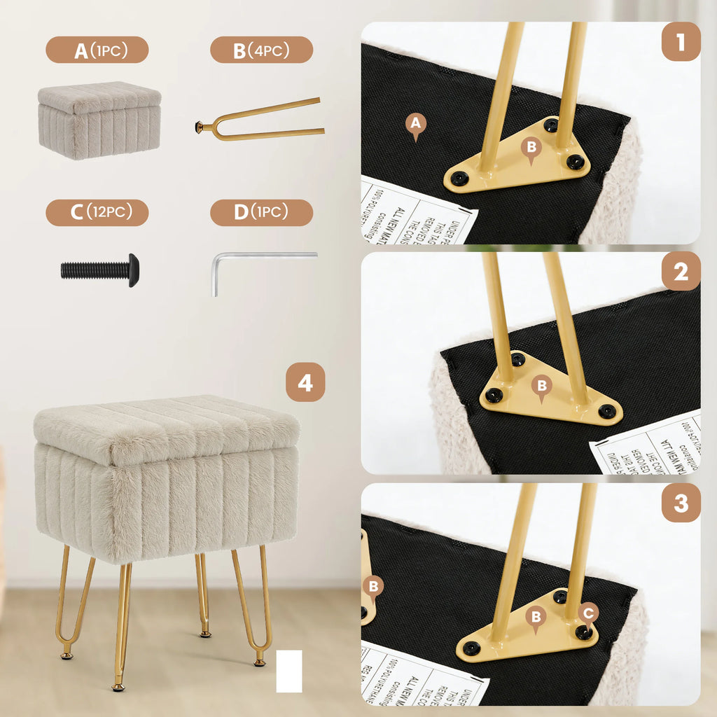 Ariaarc Faux-Fur Storage Ottoman