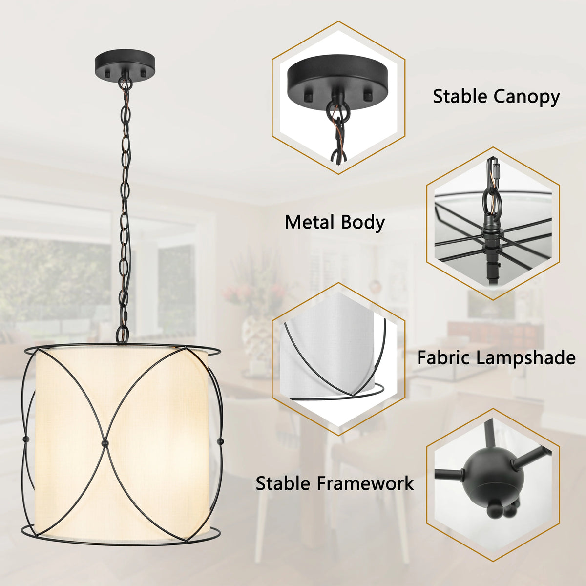 Elthorne Three-Light Drum Chandelier