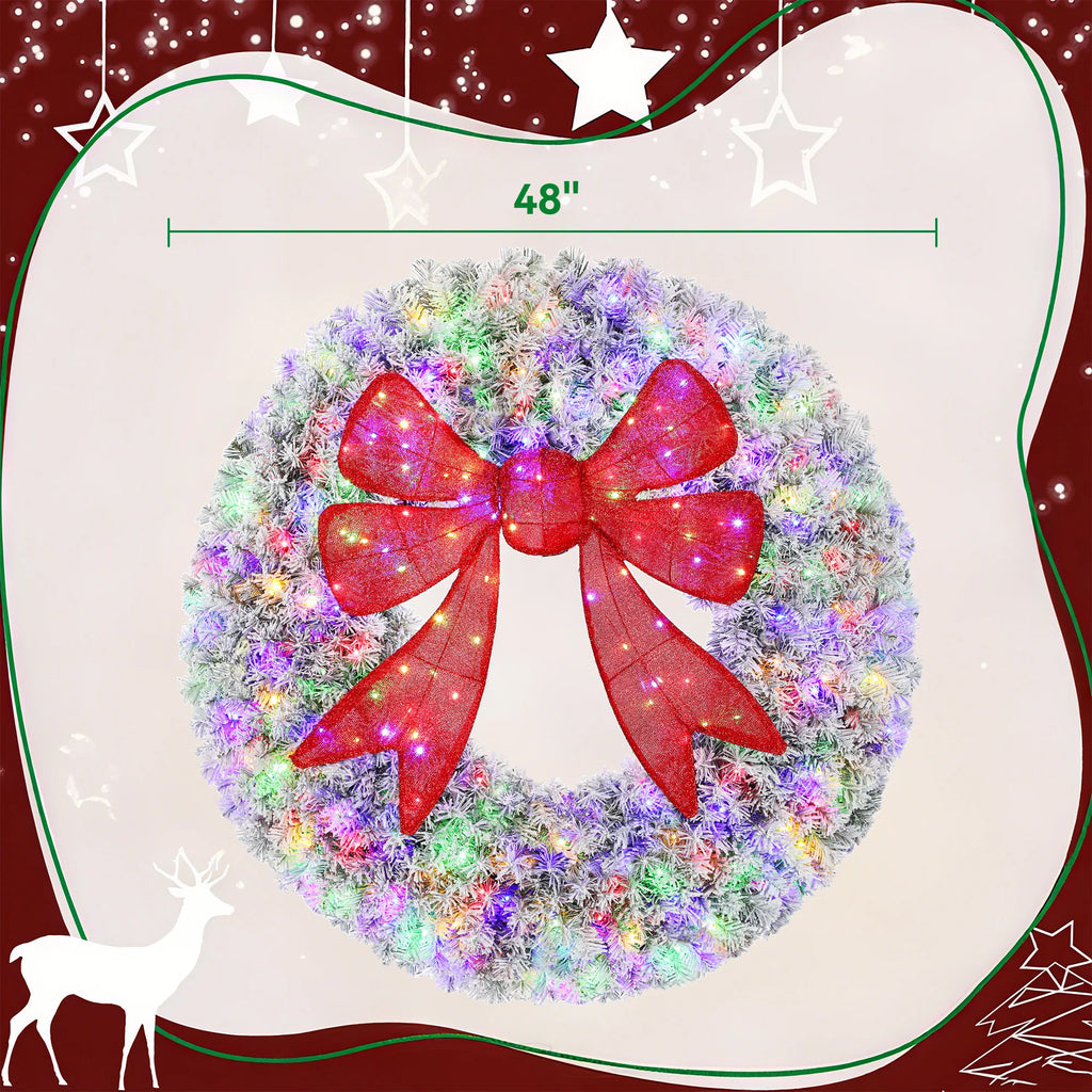 Everfrost Pre-Lit Snowy Christmas Wreath – 48 in.