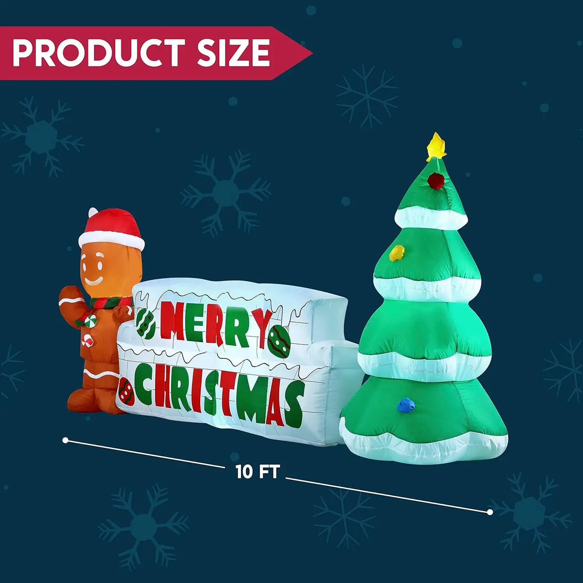 Gingerwish inflatable dimension graphic indicating approximately ten feet in length.