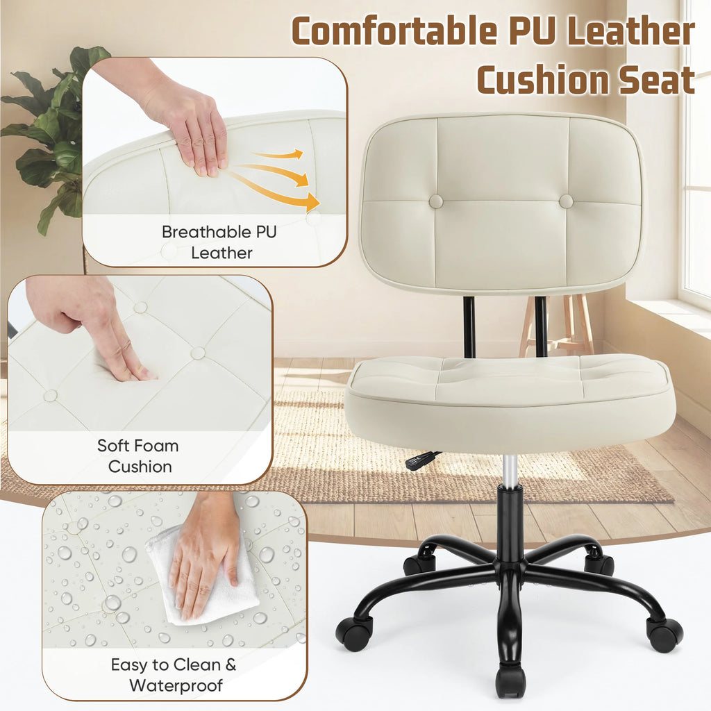 Breezesong Armless PU Leather Office Chair