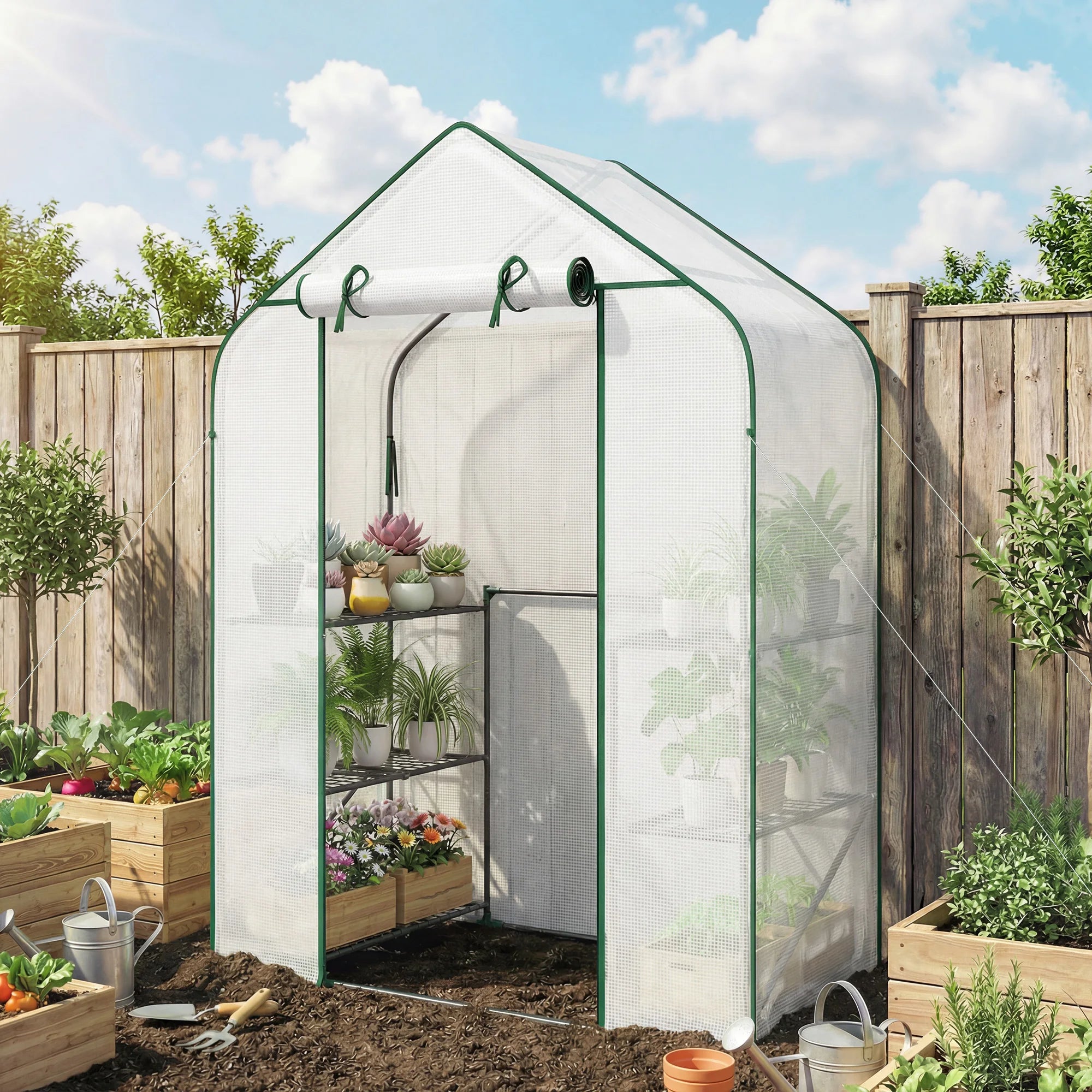 Verdantreach Six-Shelf Mini Greenhouse – White