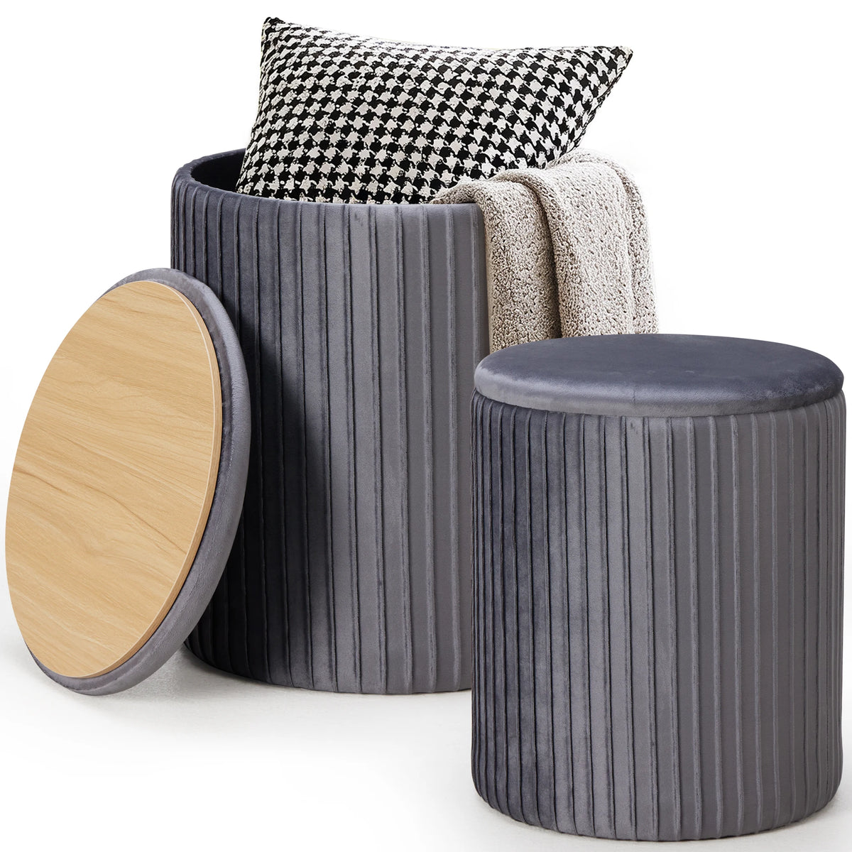 Rainline Round Storage Ottoman Set of 2