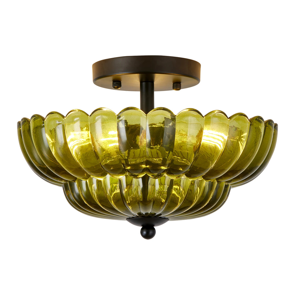Florwick Green Glass Ceiling Light