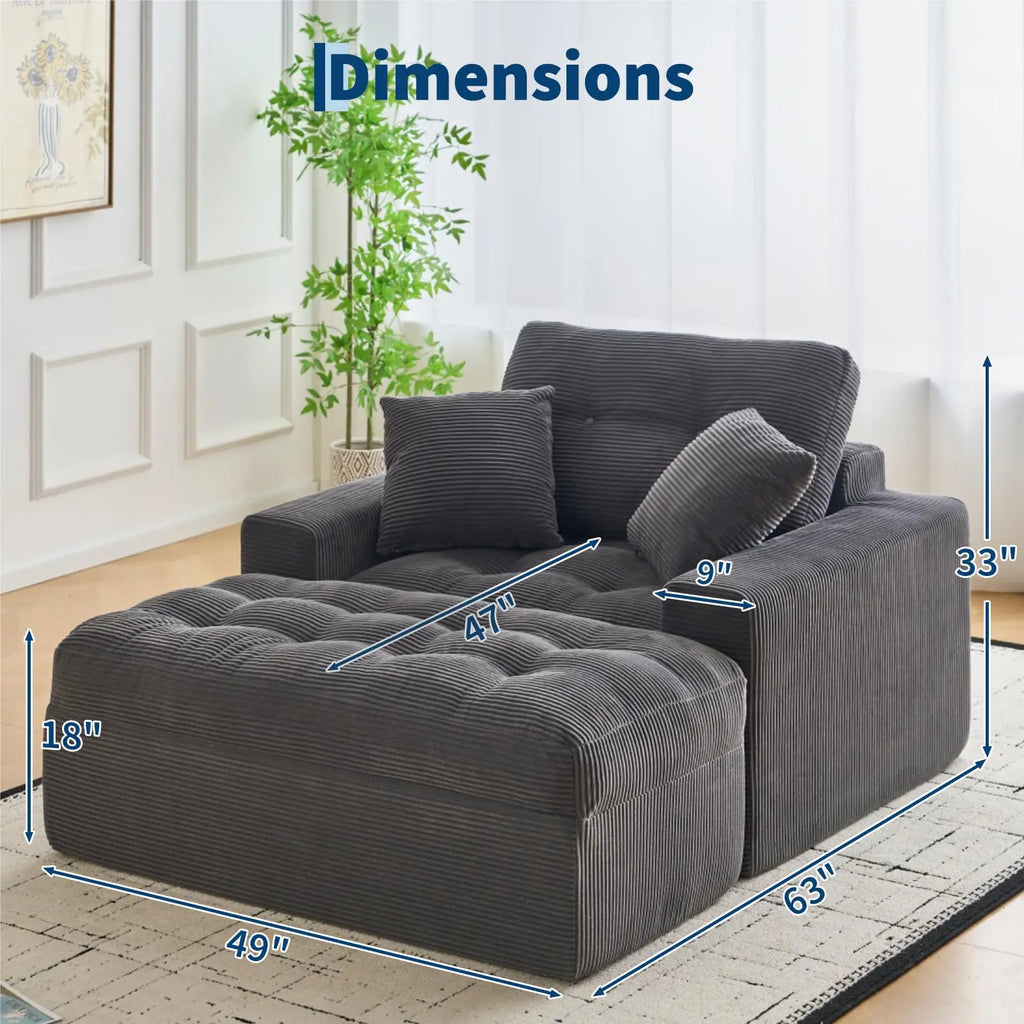 Ashby Oversized Corduroy Chaise Lounge