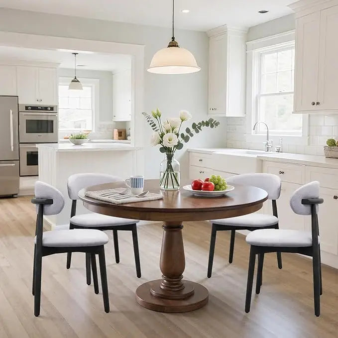 Upholstered Wood Dining Chairs – Set of 4