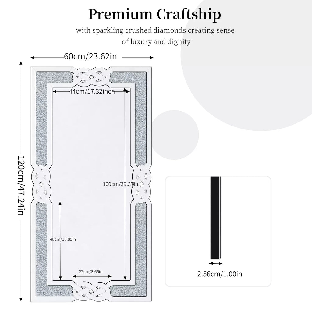 Crushed Diamond Rectangular Wall Mirror