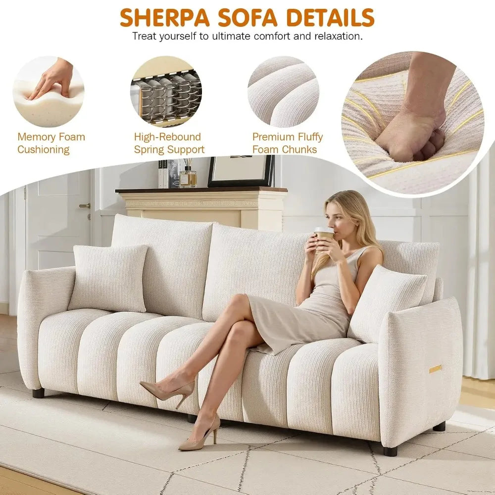 Loftelle cushioning graphic illustrating memory foam, spring support and foam fill.