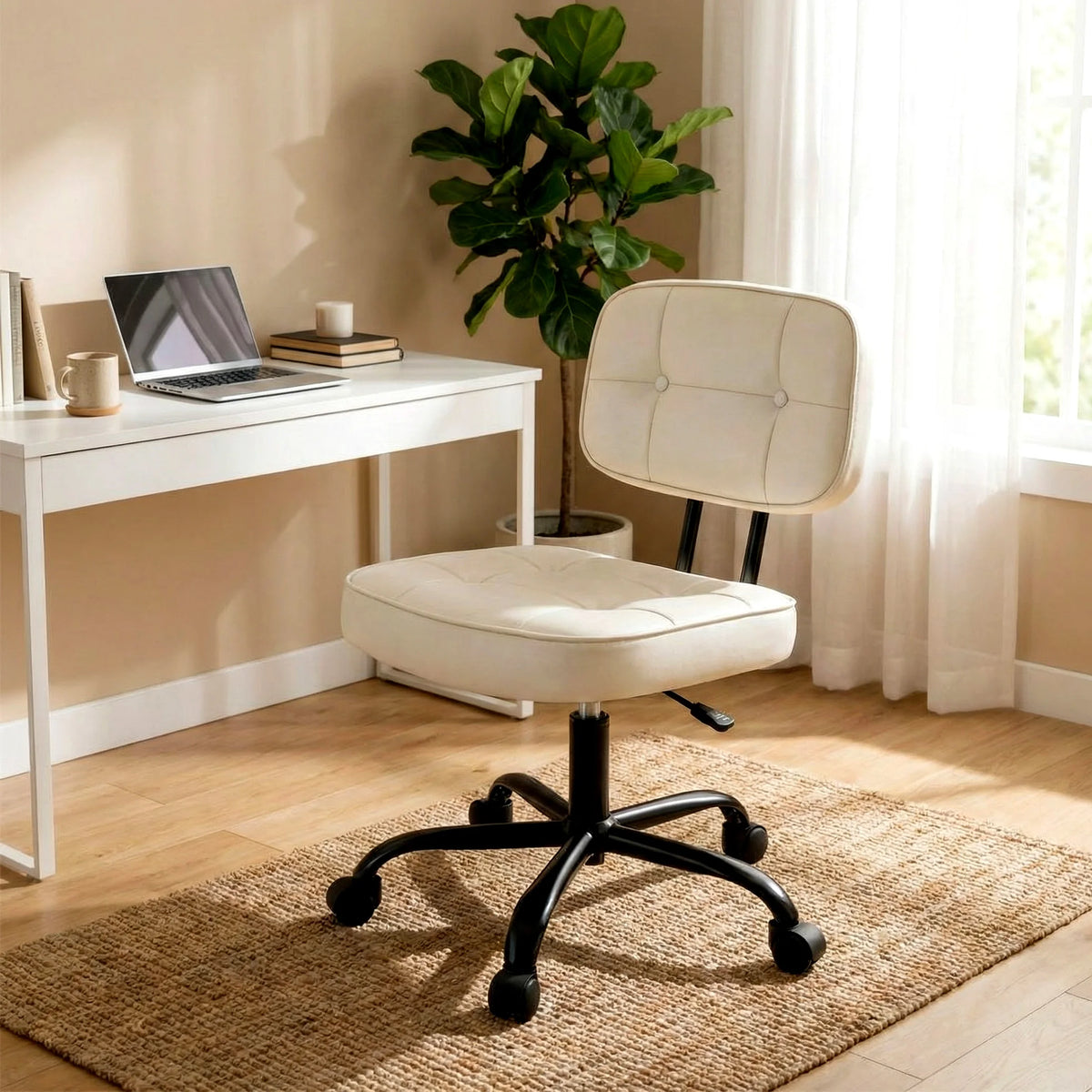 Breezesong Armless PU Leather Office Chair