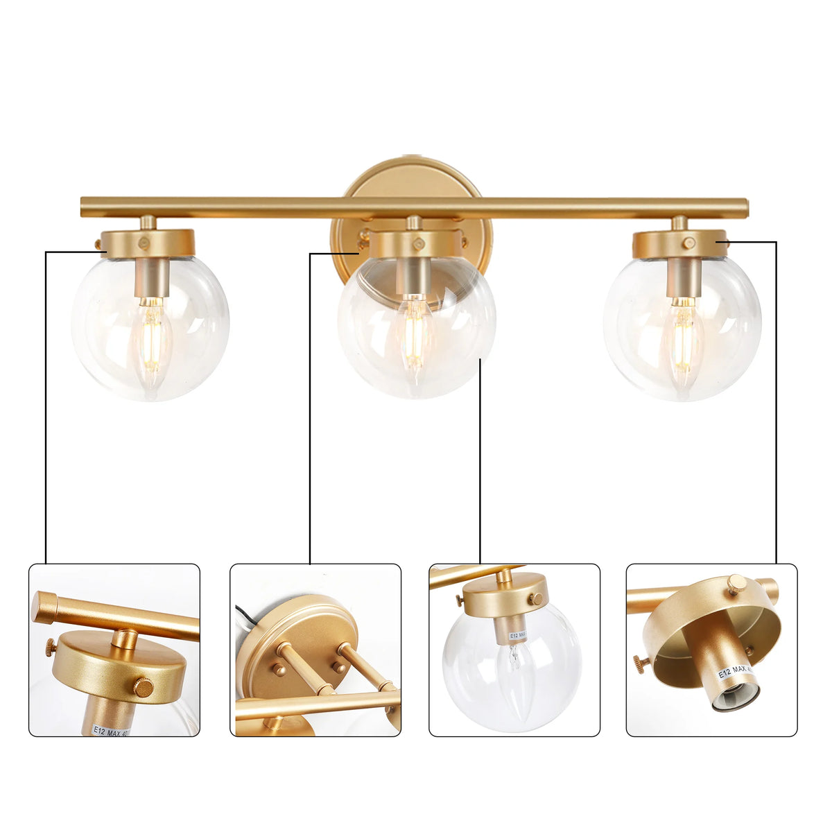 Gilded Halo Three-Light Vanity Sconce