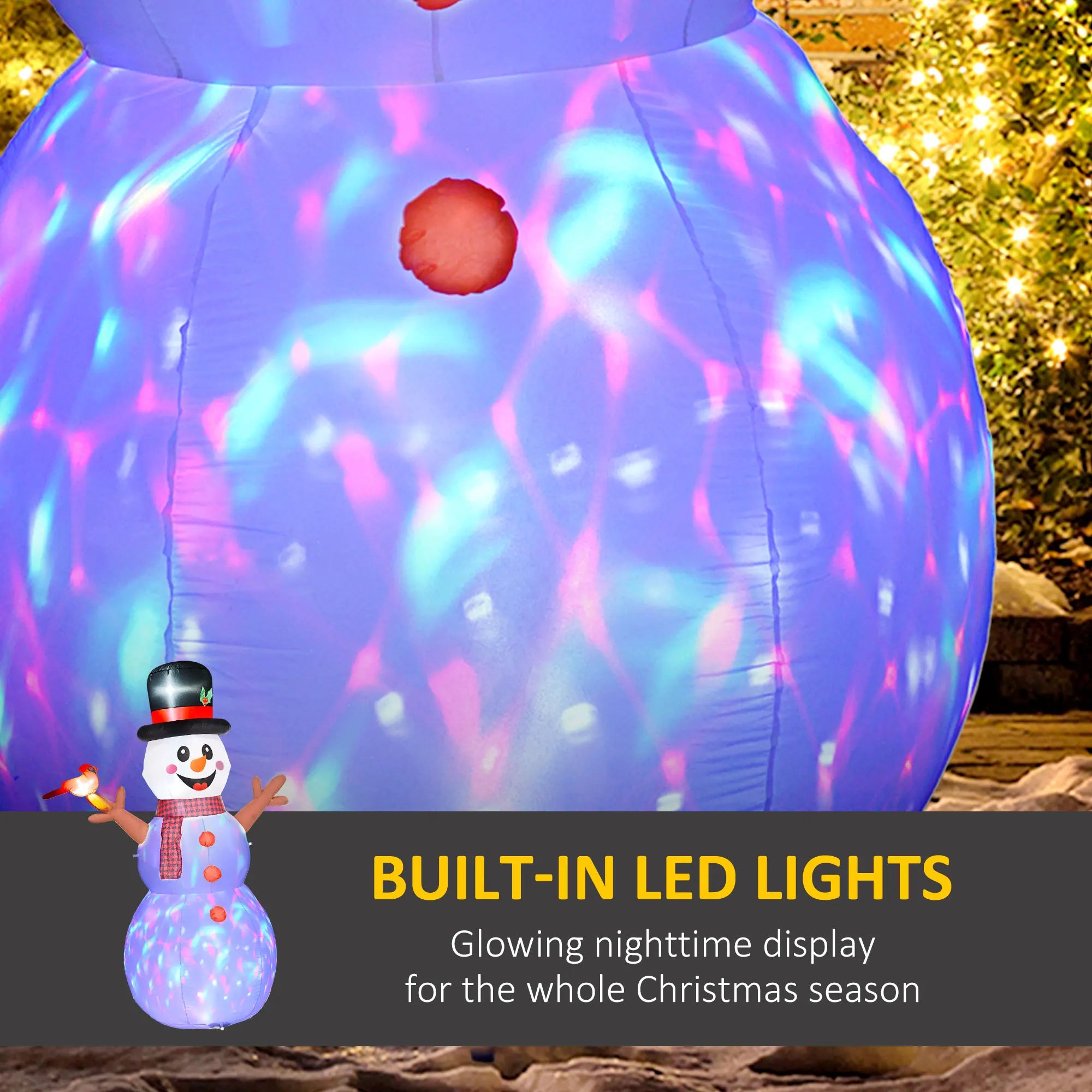 Northglow Color-Changing Snowman Inflatable – 7.9 ft