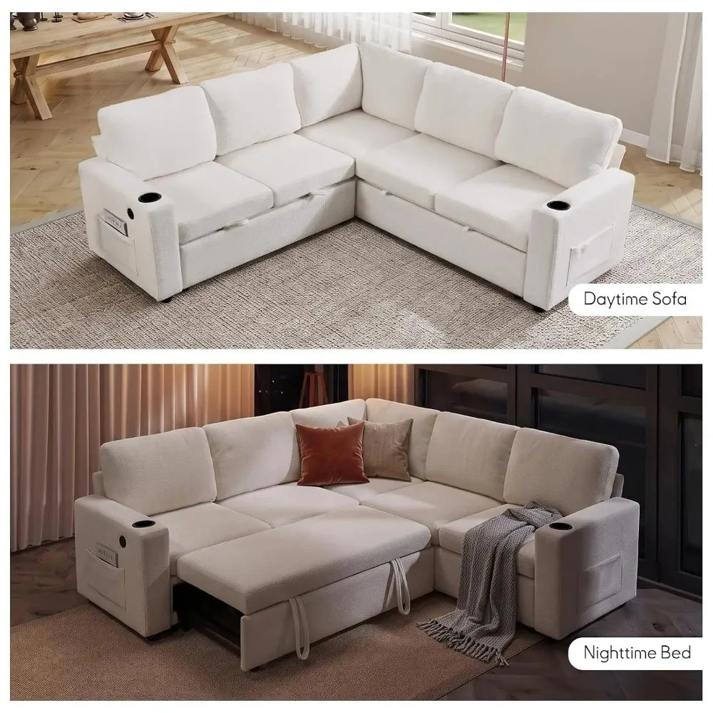 Tovelle corner sectional in seated and pull-out sleeping configurations