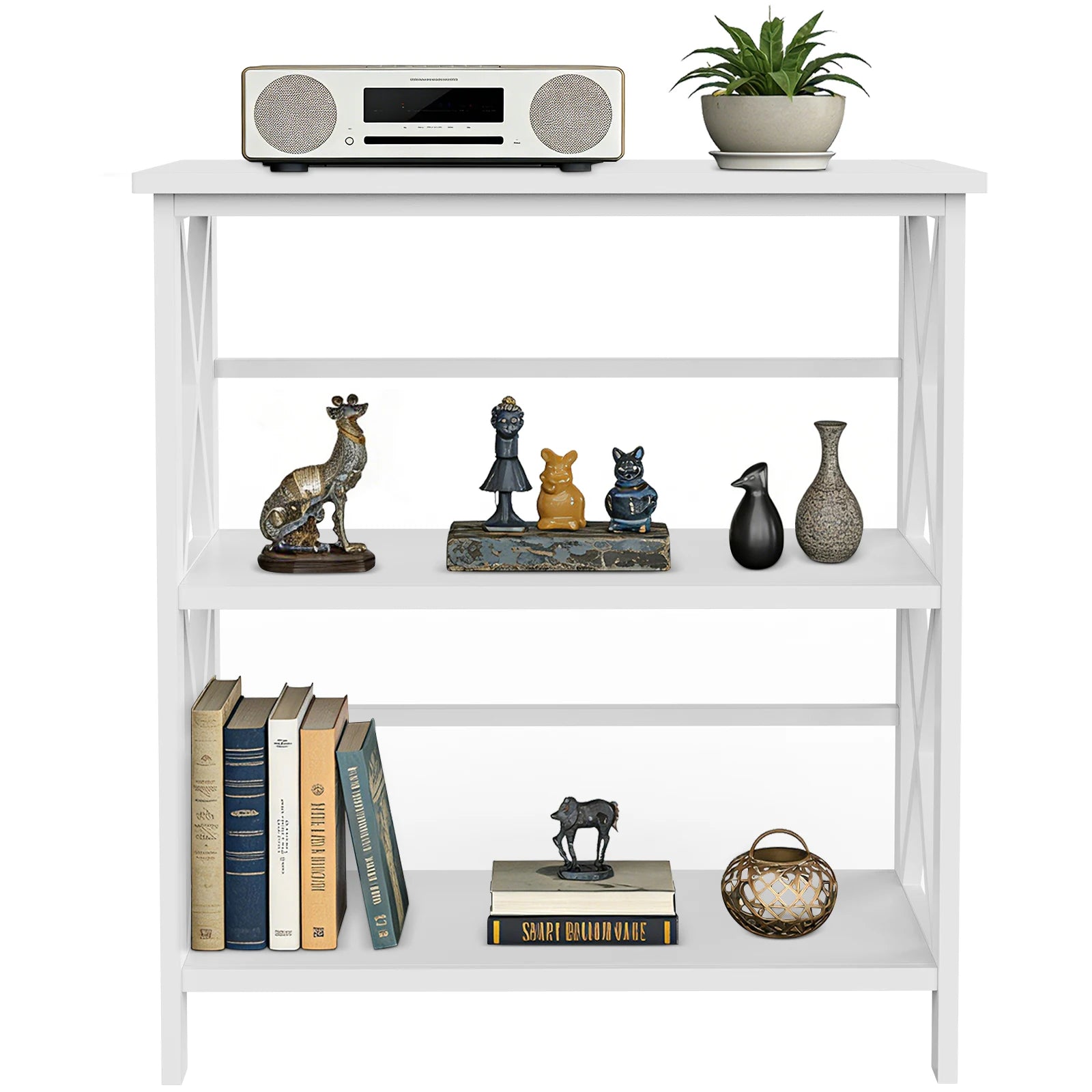 Waverly X-Frame Three-Tier Bookcase