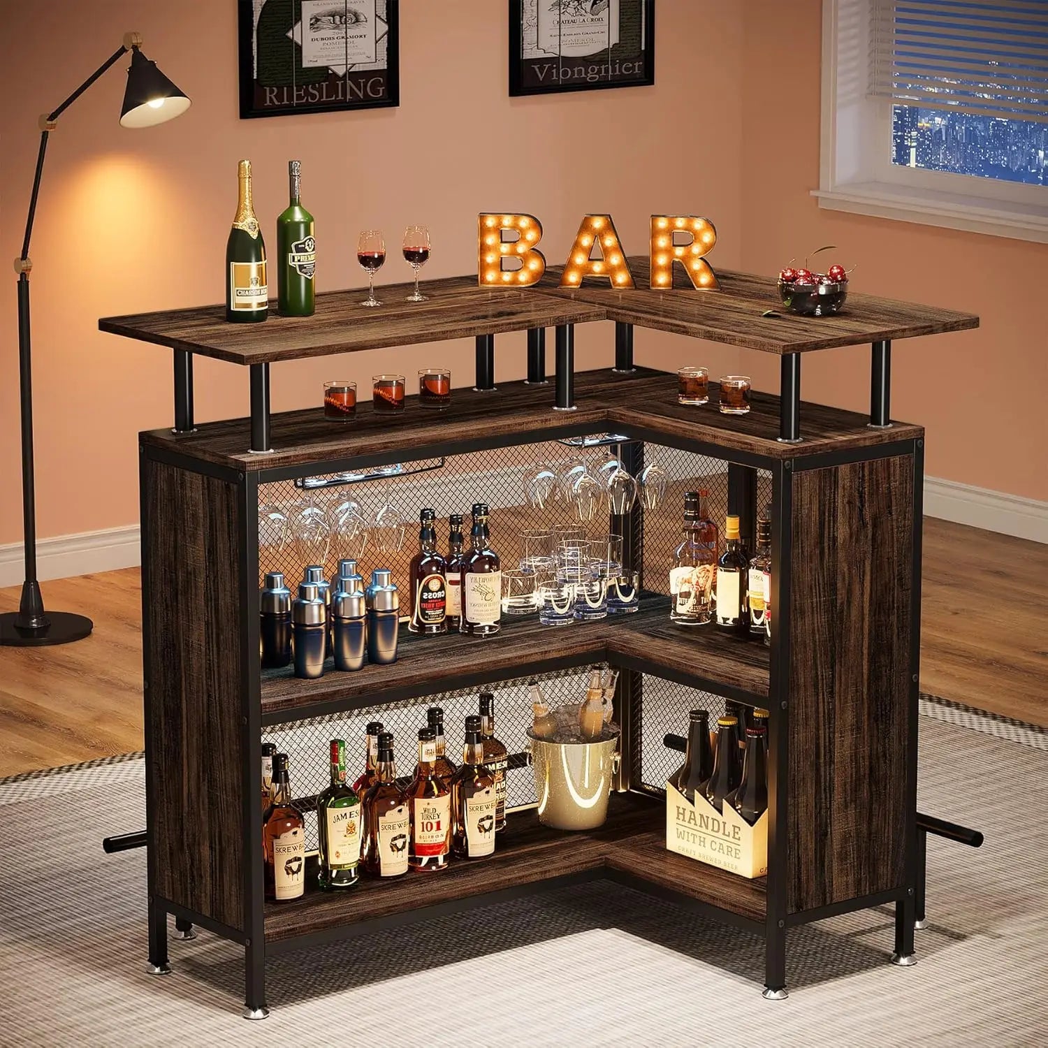 Calder L-Shaped Bar Cabinet