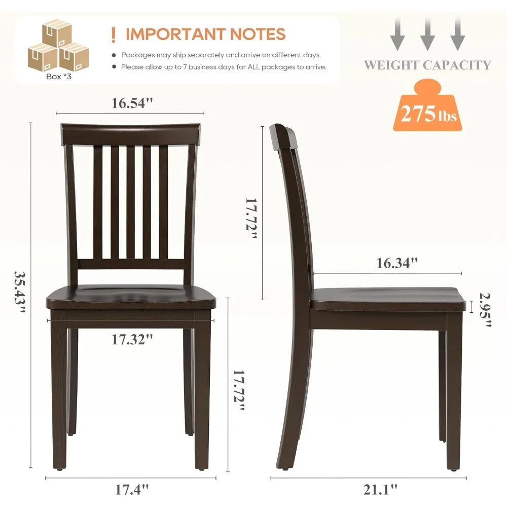 Wooden chair dimensions and weight capacity information on a white background