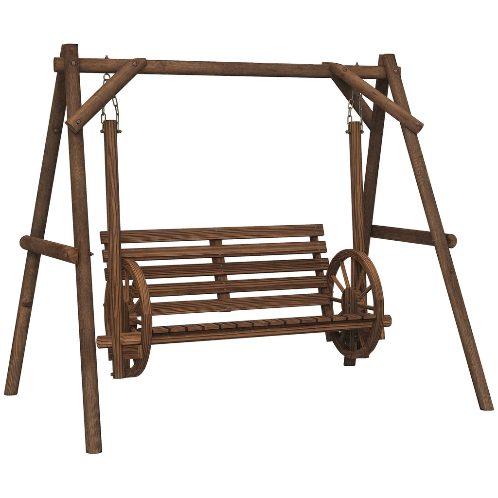 Wheelfern Fir Wood Two-Seat Patio Swing