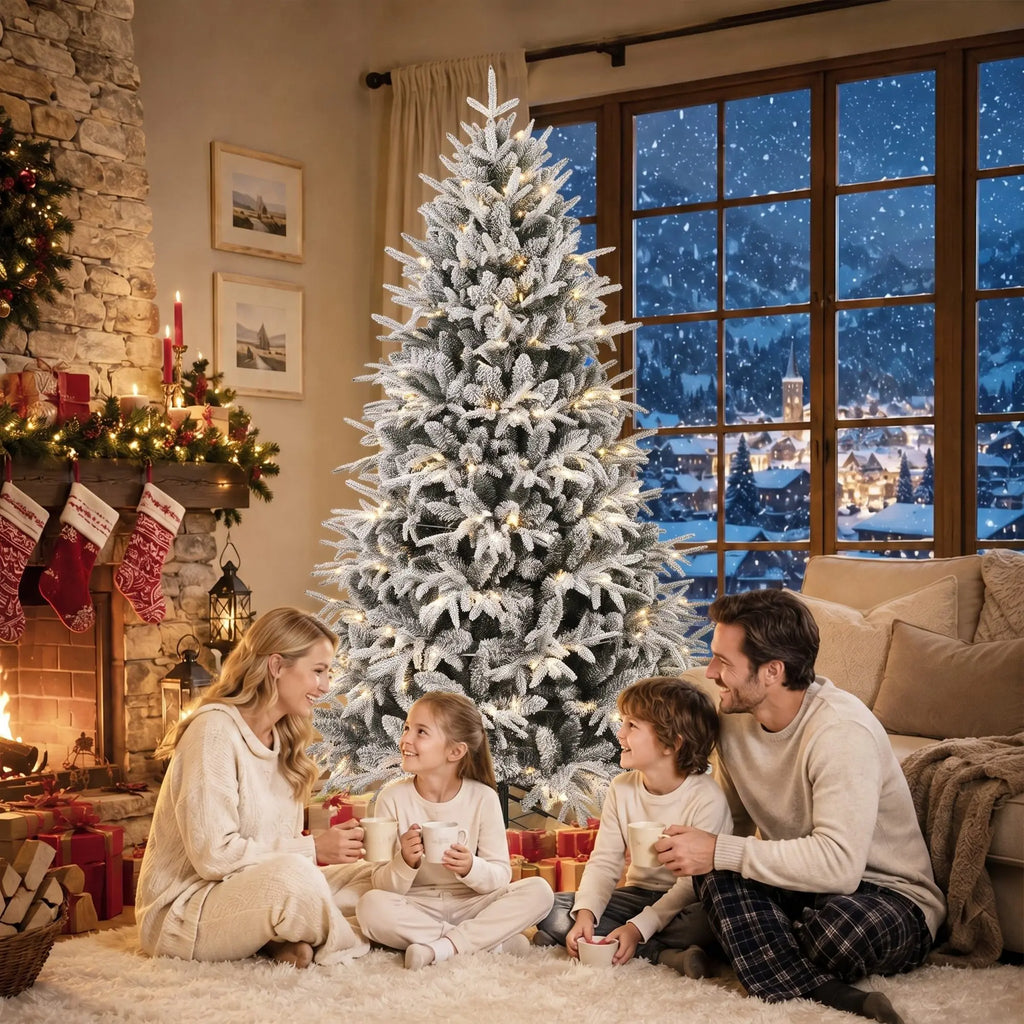 Snowcrest Pre-Lit Flocked Christmas Tree