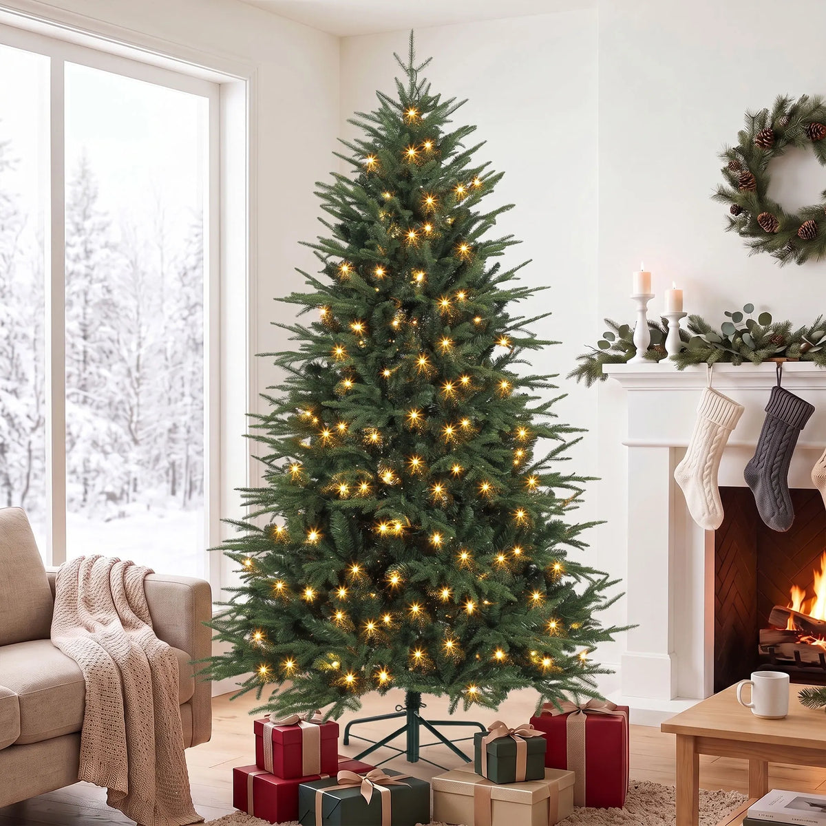 Widepine pre-lit Christmas tree displayed in an indoor holiday setting