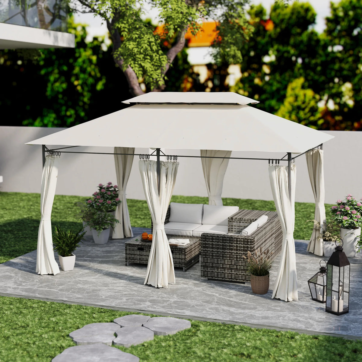 Breezeframe Curtain Gazebo - Cream White