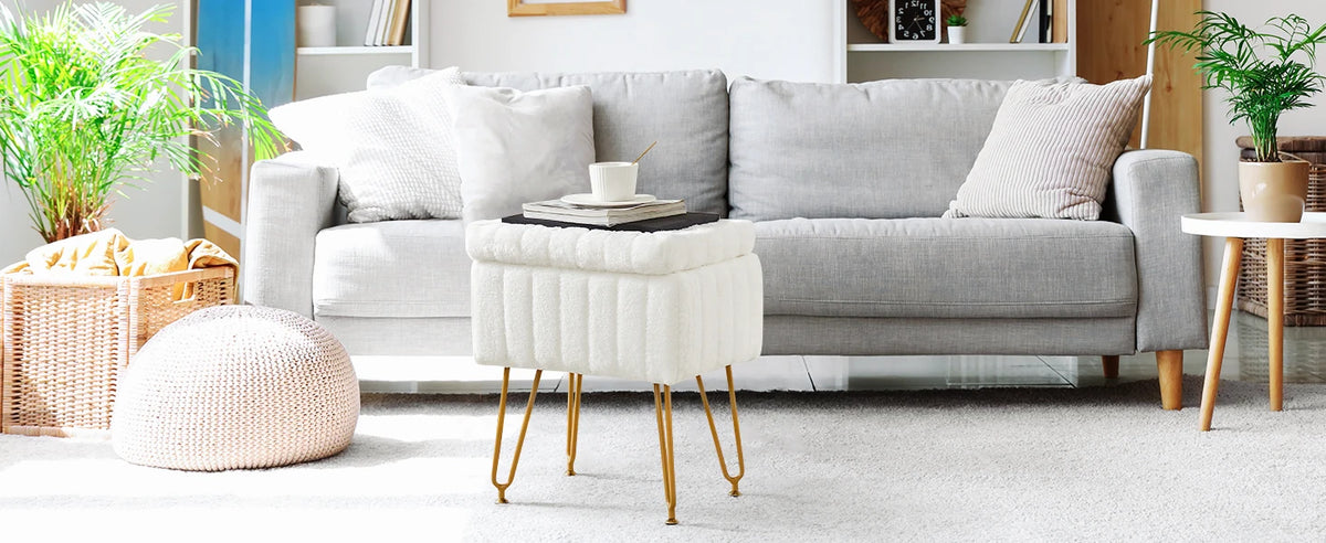 Museecho Faux-Fur Storage Ottoman