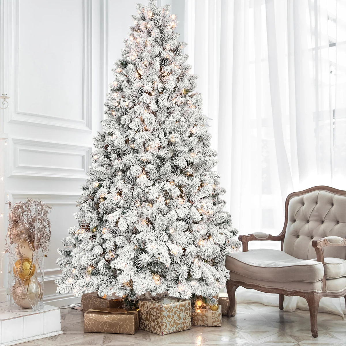 Everfrost Pre-Lit Snowy Pinecone Christmas Tree