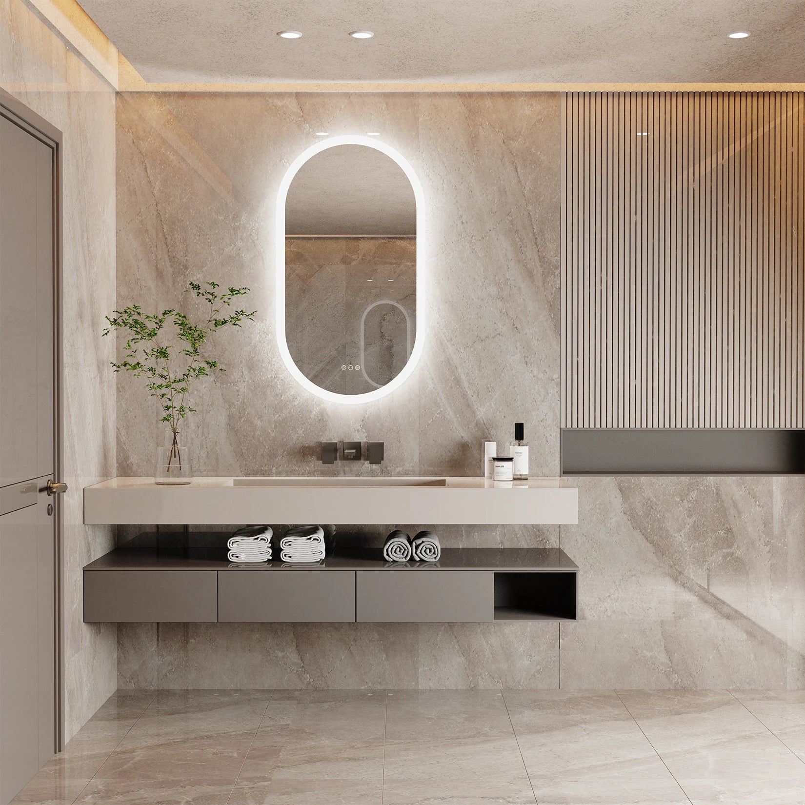 Calista LED Oval Bathroom Mirror
