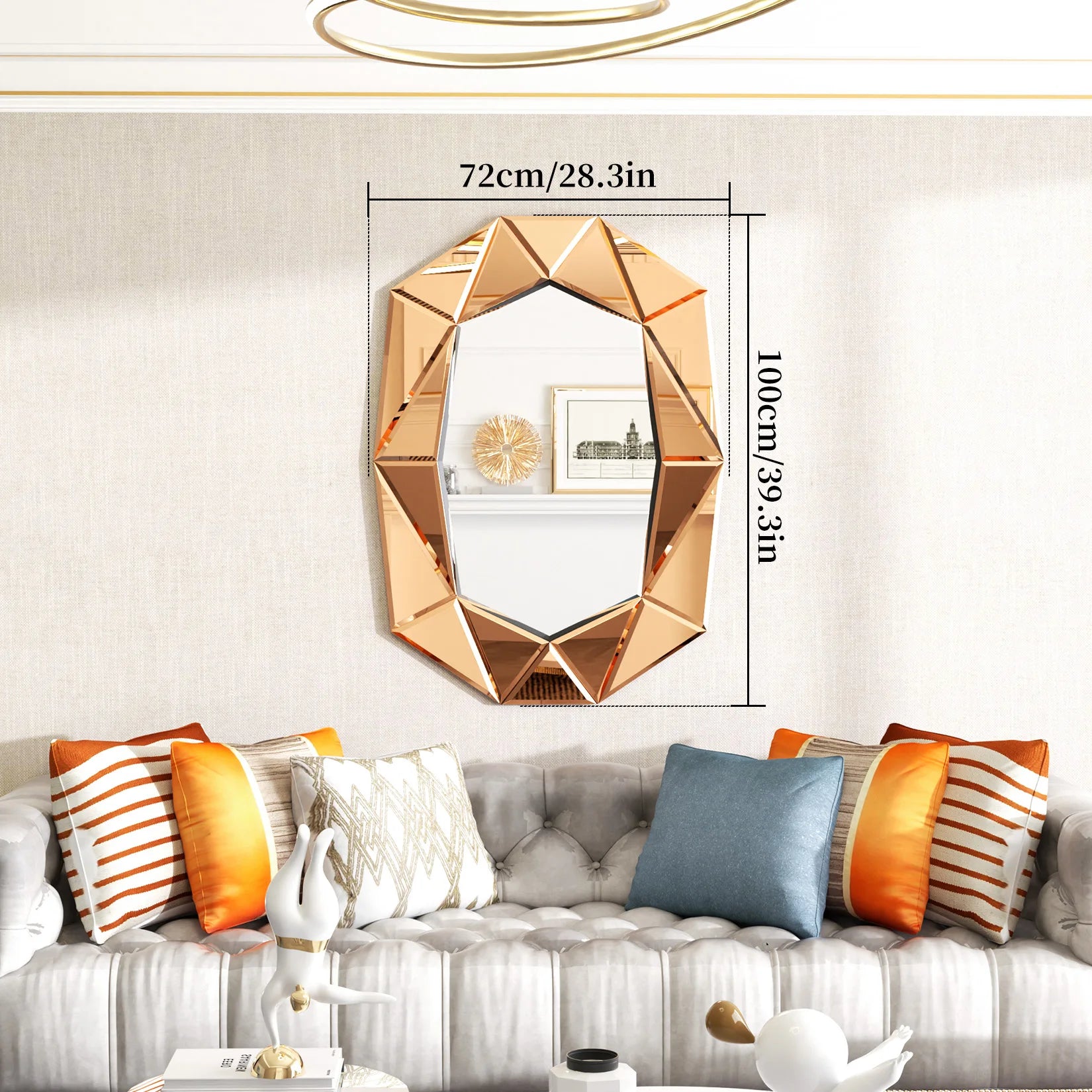 Irregular Beveled Diamond Edge Wall Mirror – Tawny Brown Glass
