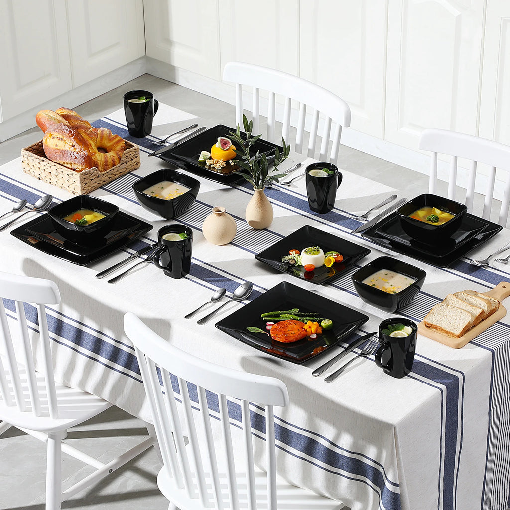 Vancasso SOHO Series Square Black Dinnerware Set