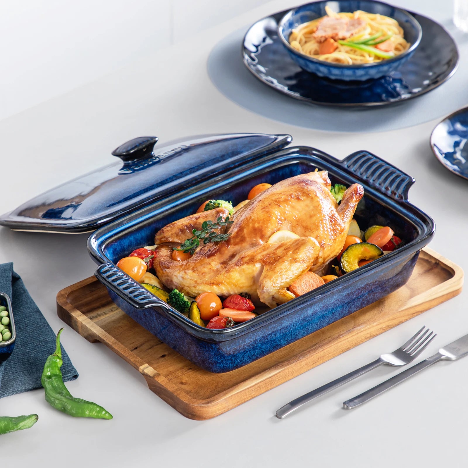 MALACASA STARRY Covered Ceramic Baking Dish