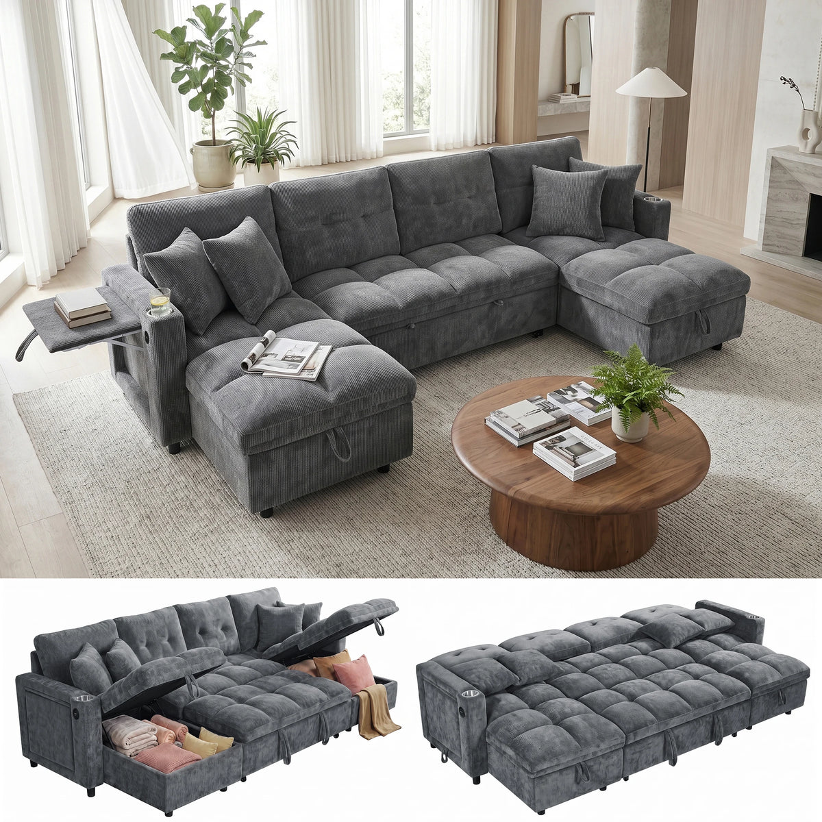 Aldermore U-Shaped Storage Sleeper Sectional